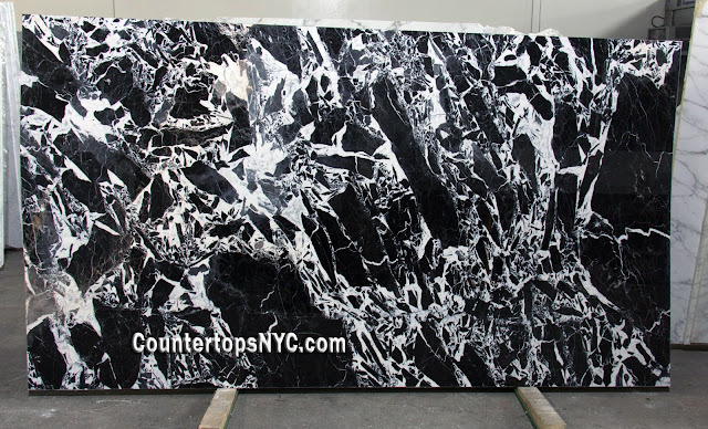 Grand Antique Black and White Marble Slab NYC 2cm