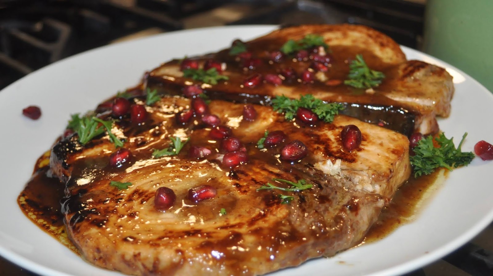 Pomegranate Molasses Mustard Glazed Swordfish