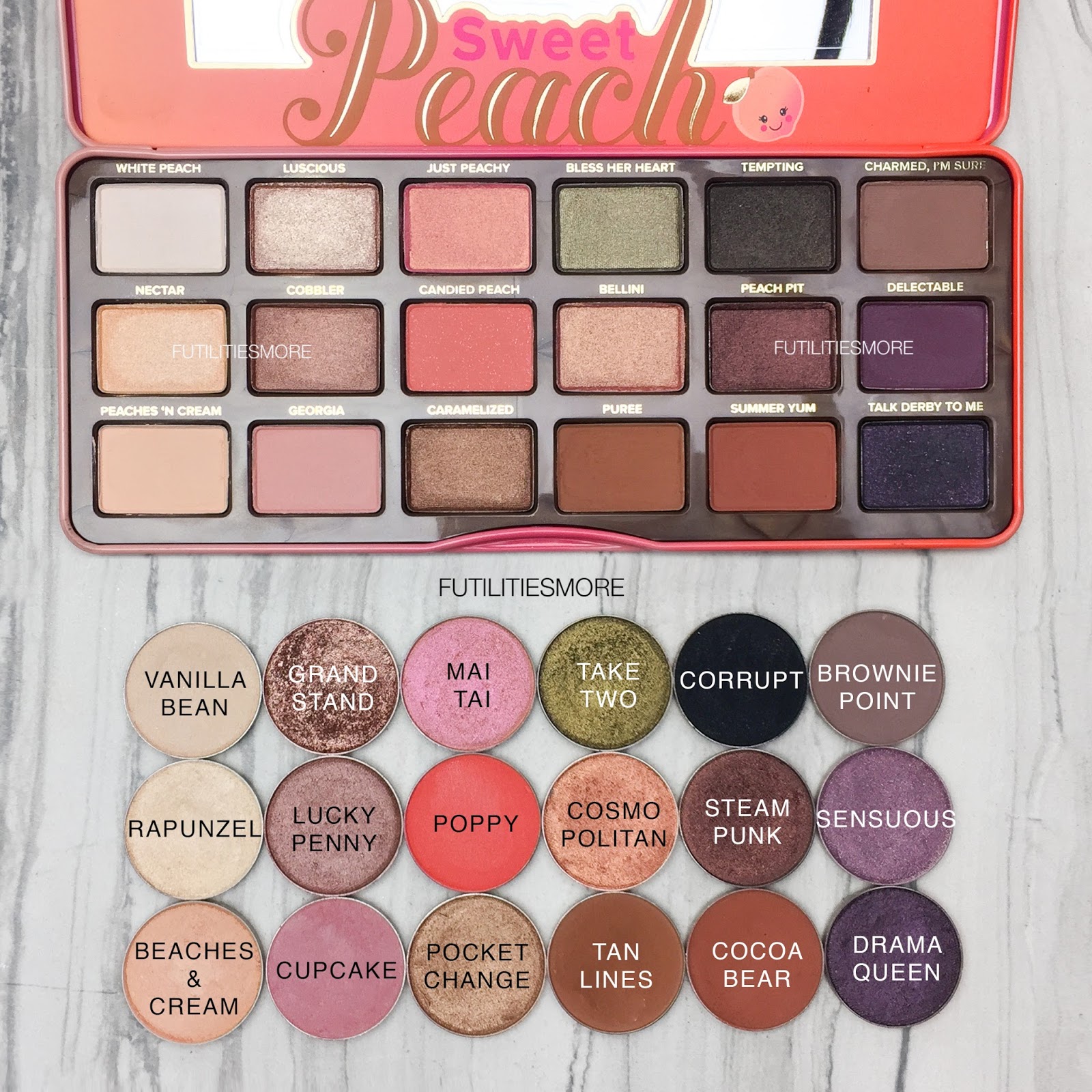 Futilities and More SWEET PEACH PALETTE DUPES WITH MAKEUP GEEK