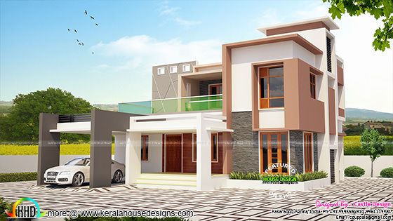 4 BHK modern contemporary 2100 sq-ft - Kerala home design and floor
