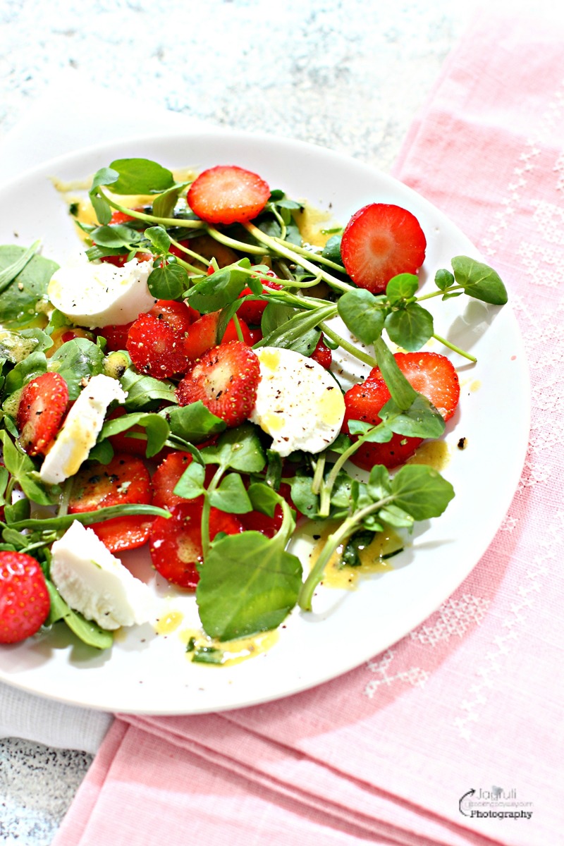 Jagruti's Cooking Odyssey Strawberry, Goats Cheese and Watercress