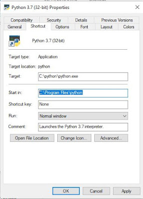 lokasi target dari hasil instal python di windows