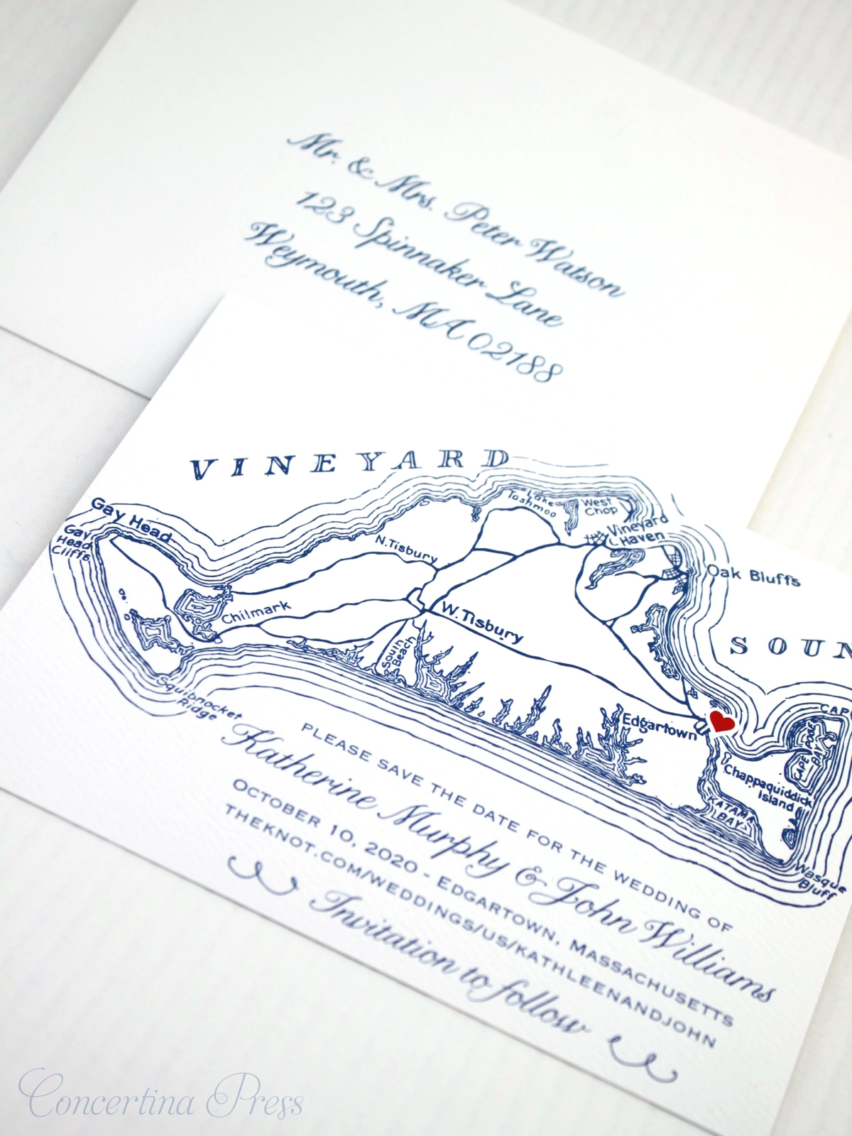 Martha's Vineyard Save the Dates with Envelope Addressing from Concertina Press