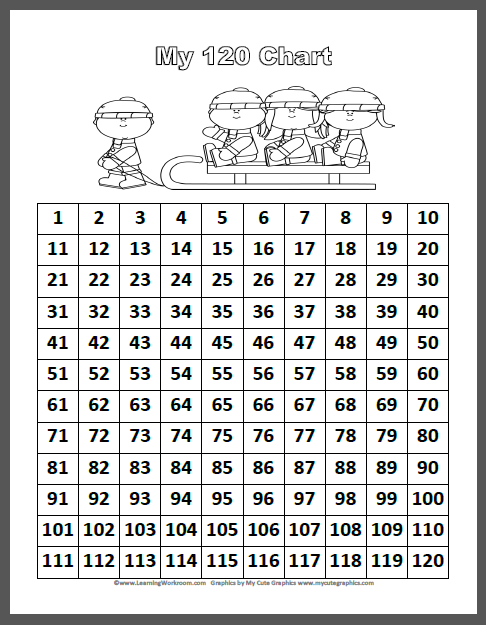 Learning Ideas - Grades K-8: Free Winter Number Chart 1-120