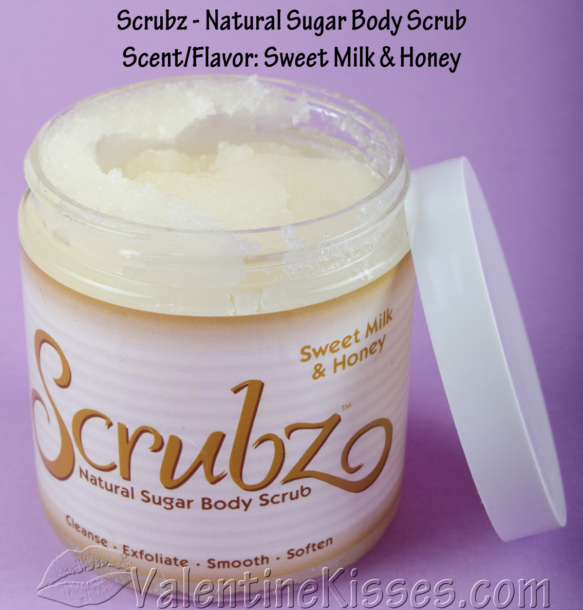 Valentine Kisses Scrubz Natural Sugar Body Scrub in Sweet Milk & Honey and Lipz Service Lip