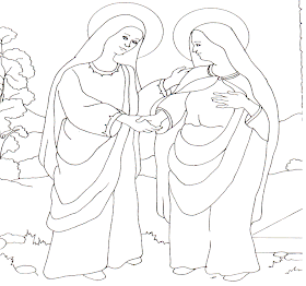 Visita de la Virgen María a su prima Isabel colorear