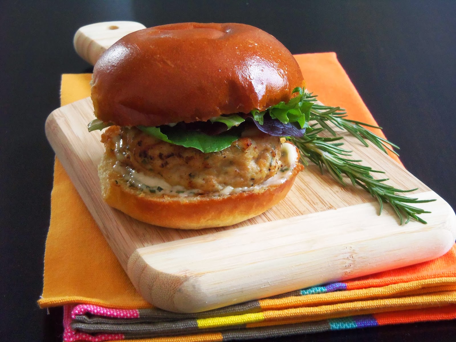Simply Romanesco Chicken Burgers with GarlicRosemary Mayonnaise