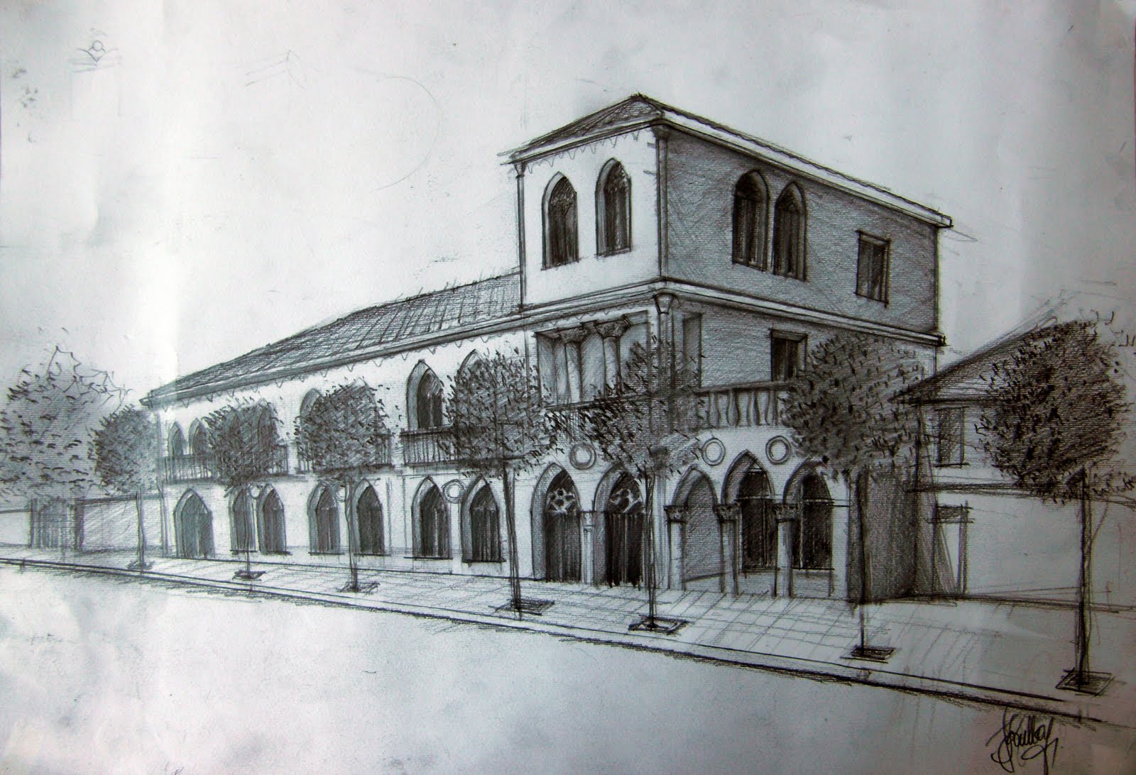Embassy Building Draw Epoka Drawing Class: Drawing of ex-yugoslavian embassy, works