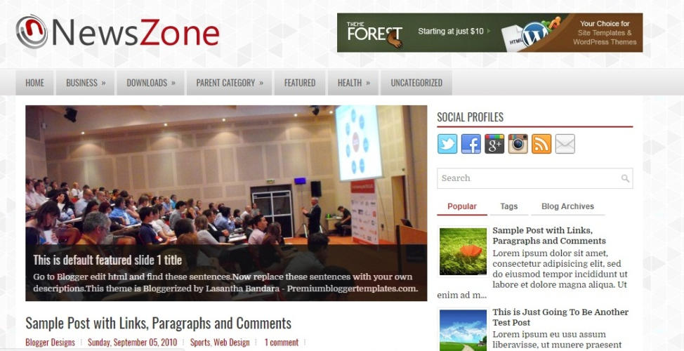 News Zone Newspaper Blogger Template - Template Forest