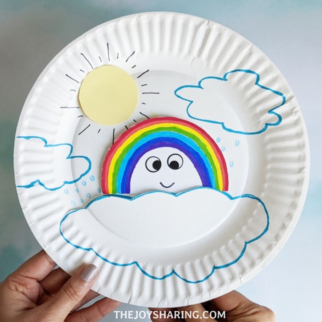 Rainbow Formation Paper Plate Craft #thejoyofsharing #kidscrafts #paperplatecrafts #springcrafts #rainbow via @thejoysharing Craft explaining how rainbows are formed.