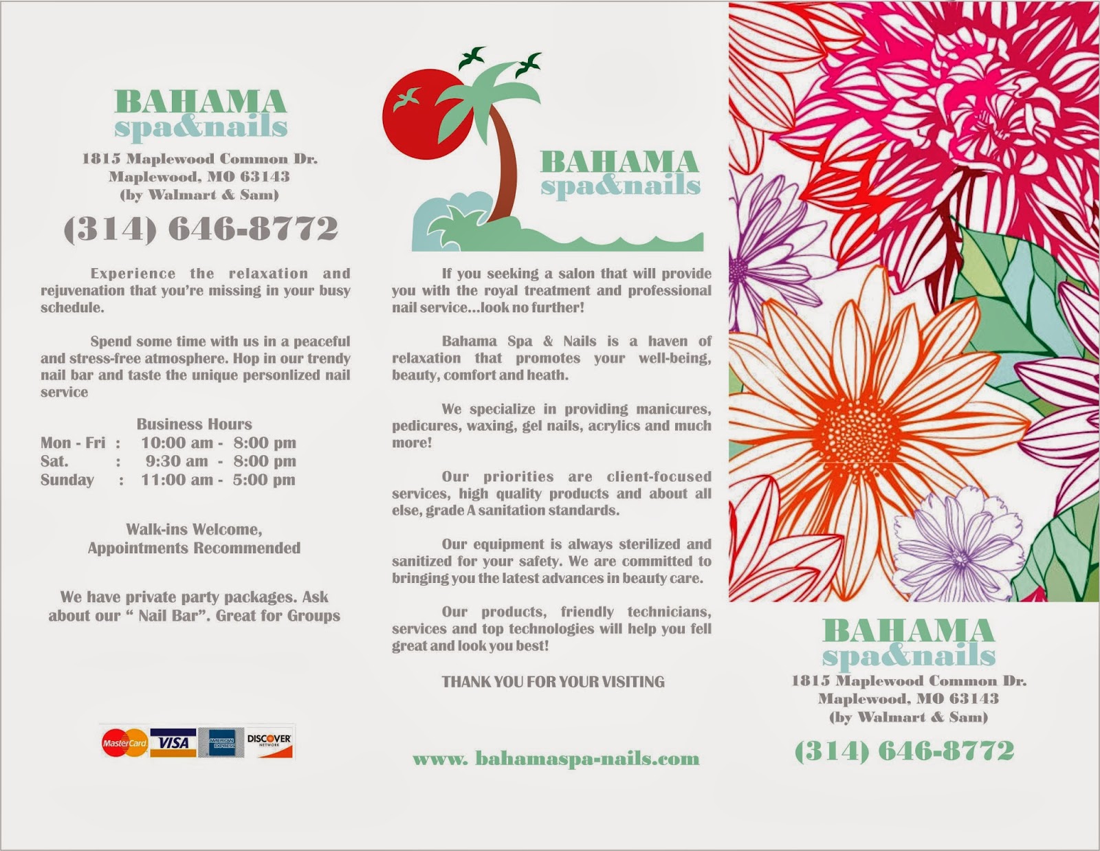 lv. designs llc: Brochure for Bahama Spa & Nail