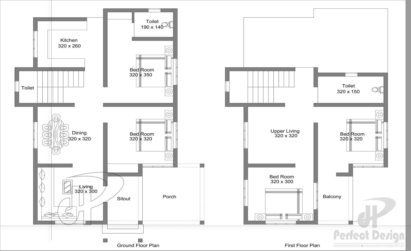 1463 Sq.Ft Beautiful double floor villa plan Kerala Home
