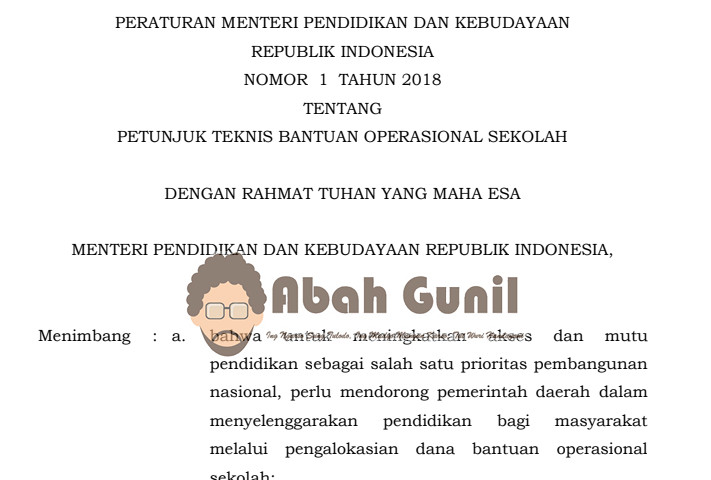 Juknis BOS Tahun 2019 SD SMP SMA dan SMK Format PDF Abah