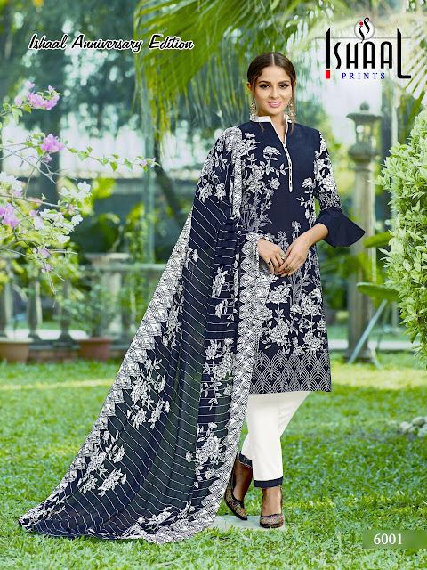 Ishaal Print Anniversary Lawn Dress Material