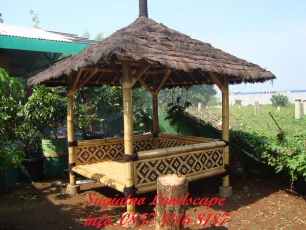 Saung bambu | Saung gazebo | Kayu kelapa | Atap sirat 