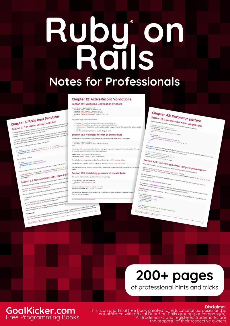 Ruby on Rails Notes for Professionals | Free Libros