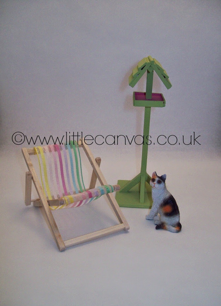 Little Canvas Miniature deck chair, bird house and dish rack