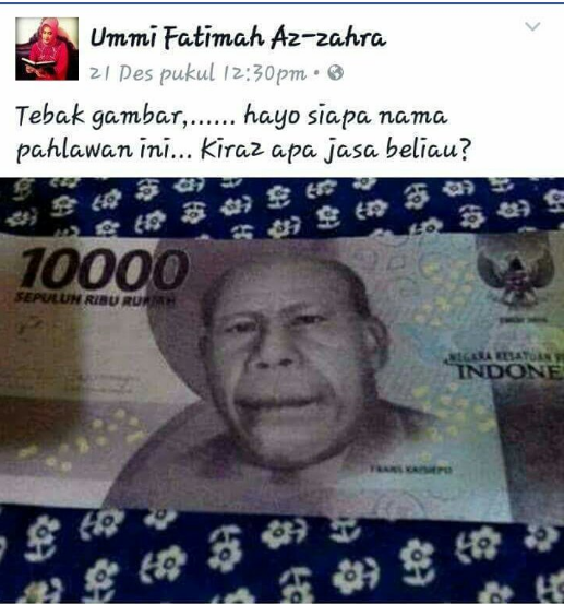 Sungguh Miris, Wajah Terpampang Di Pecahan Uang Baru Indonesia, Kepahlawanan Frans Kaisiepo Dilecehkan Oleh Beberapa Netizen Sungguh Miris, Wajah Terpampang Di Pecahan Uang Baru Indonesia, Kepahlawanan Frans Kaisiepo Dilecehkan Oleh Beberapa Netizen