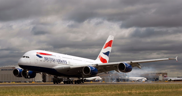 British Airways A380-800 Smokey Touch Down