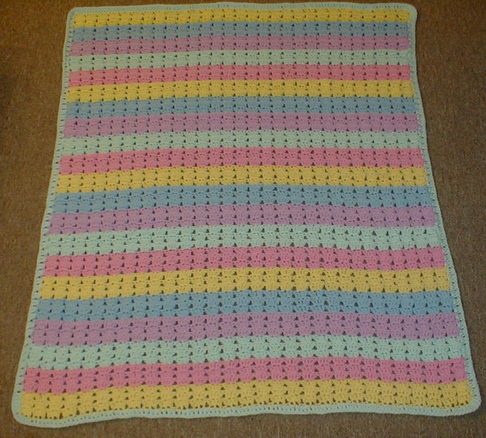 Karens Crocheted Garden of Colors LeftOver Yarn Baby Blanket
