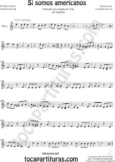  Oboe Partitura de Si Somos Americanos Sheet Music for Oboe Music Score