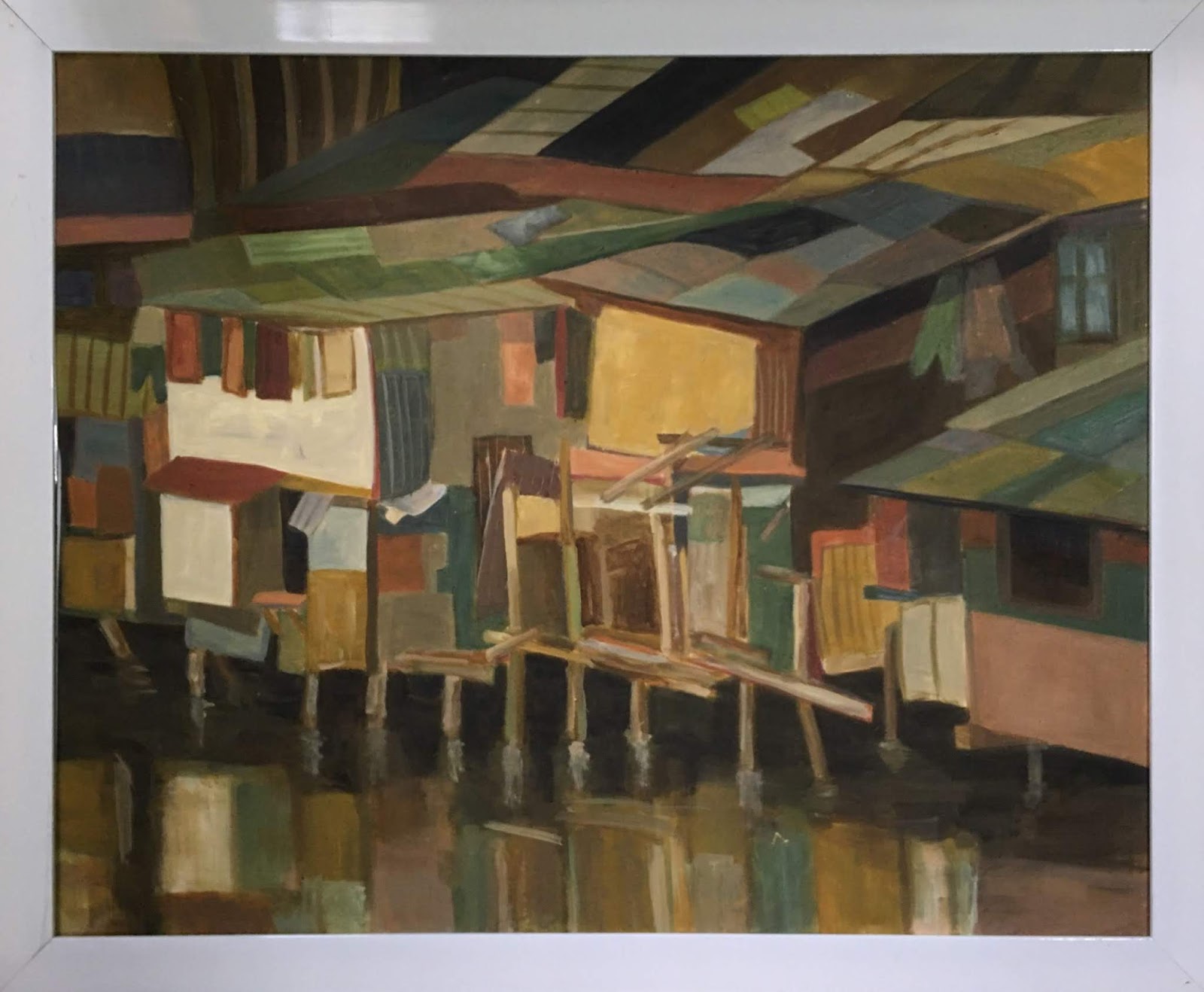 Nhà ven sông - tranh sơn dầu