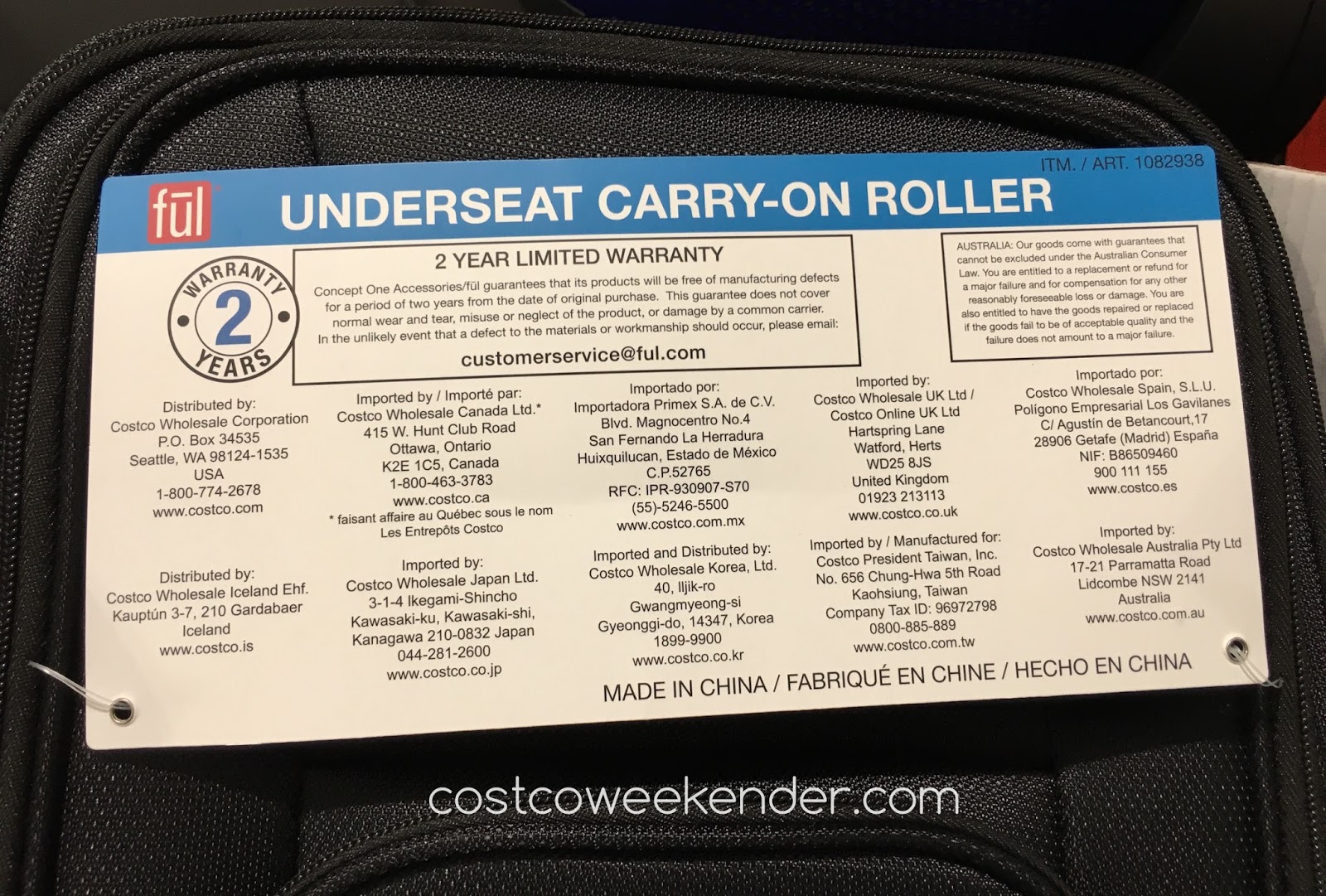 costco underseat carry on