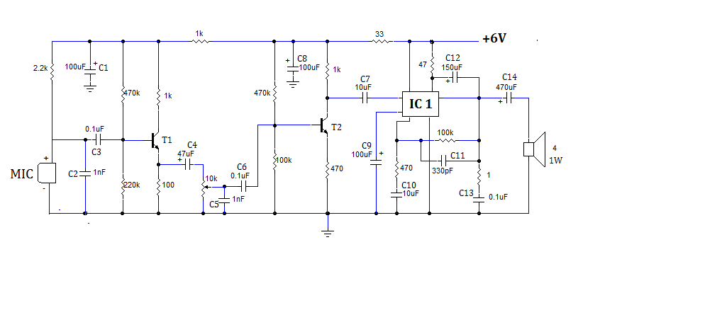 MIC AND AUDIO AMPLIFIER CIRCUIT | My Circuits 9
