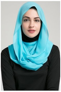 model jilbab segi empat pashmina turquoise