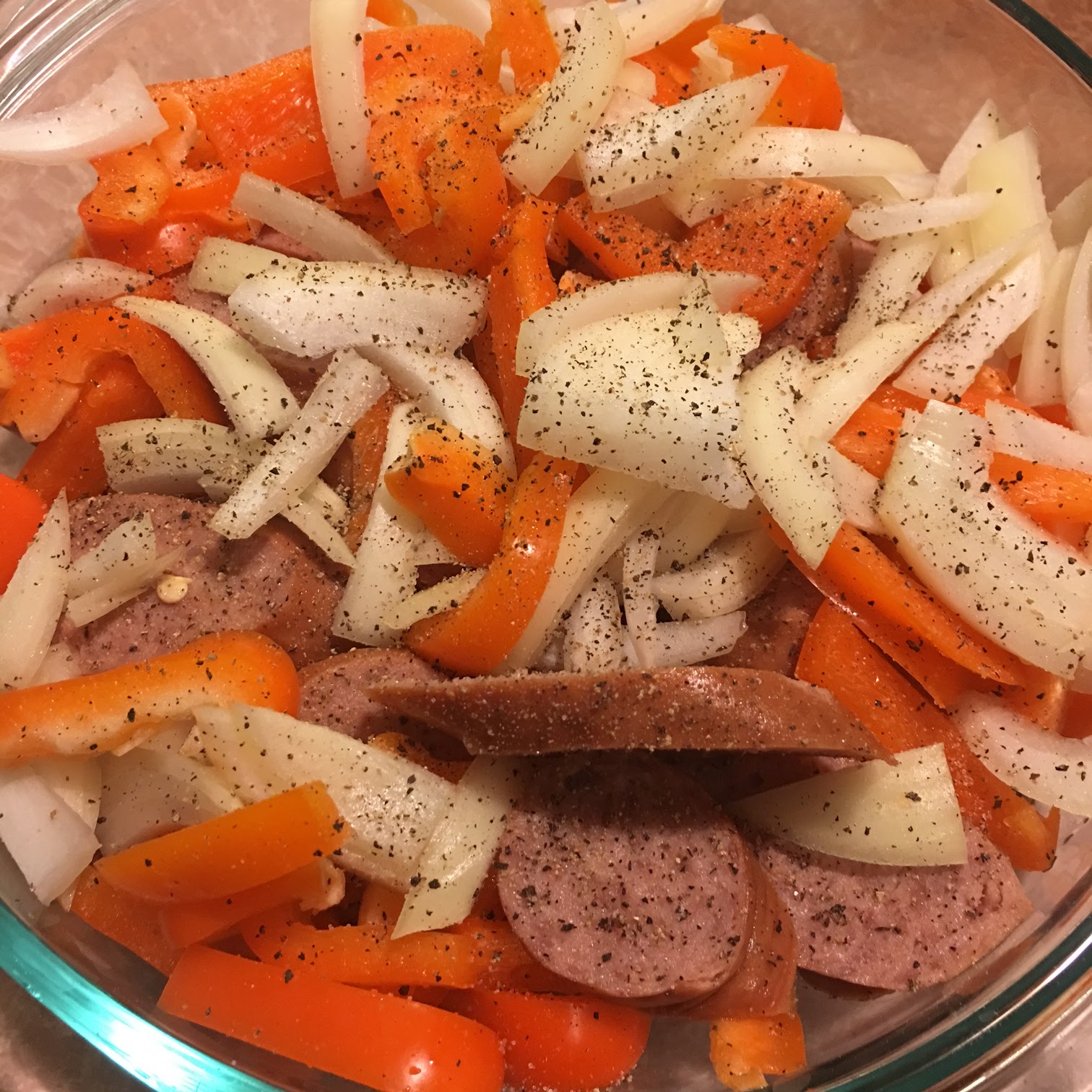 Toast to Roast Air Fried Kielbasa w/Bell Peppers & Onions