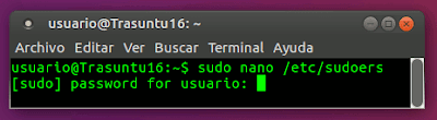 sudo nano /etc/sudoers