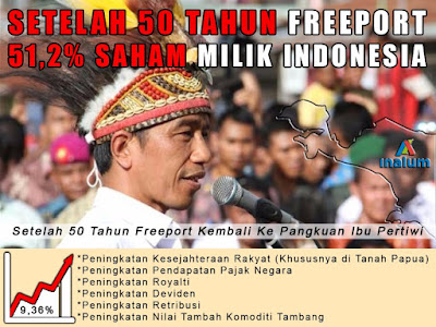 SETELAH 50 TAHUN, FREEPORT KEMBALI KE PANGKUAN IBU PERTIWI