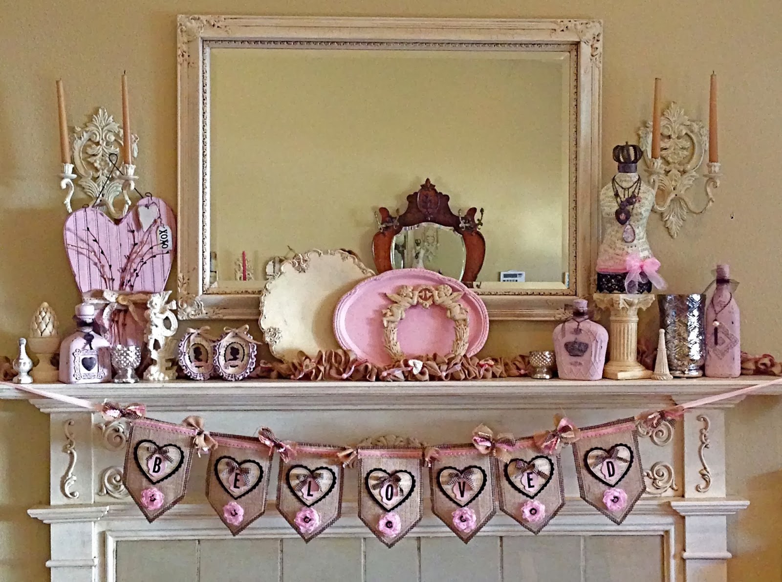 Plays Well With Paper Vintage Valentine Home Decor Black, Burlap, and Pink