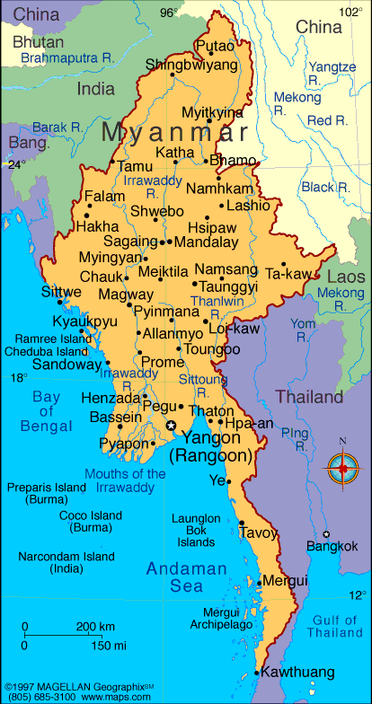 Myanmar Map Political Regional | Maps of Asia Regional ...
