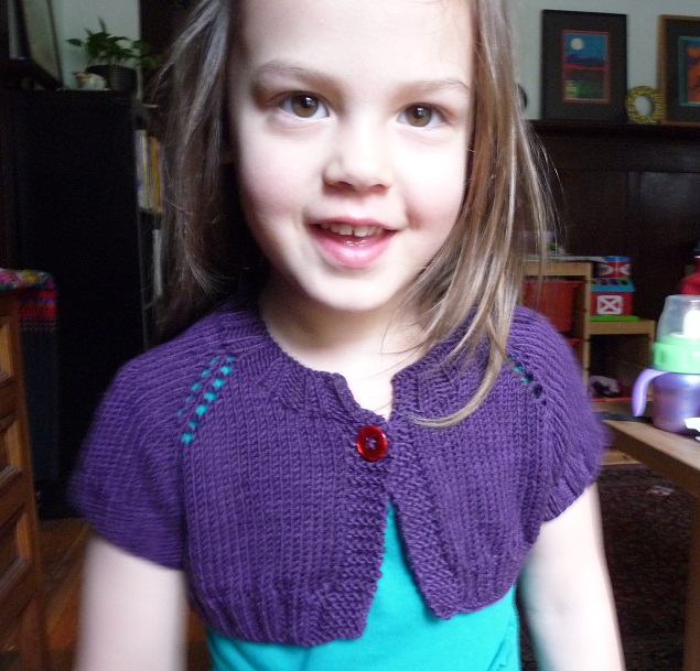 Cotton Twirl Child&apos;s Shrug - free knit shrug pattern for girls