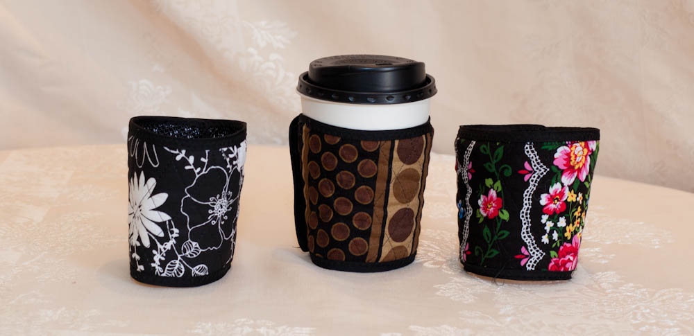 custom lace designs: COFFEE CUP COVERS
