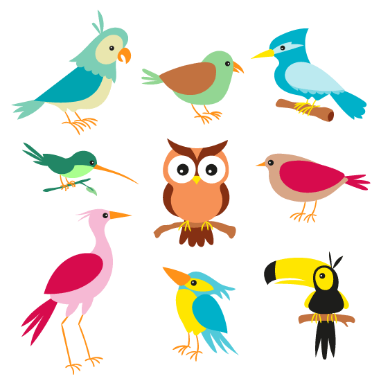 Aves cartoon simpáticas - vector