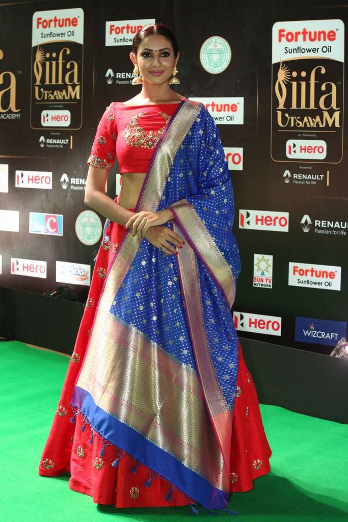 Indian Model Priya Shri Stills At IIFA Awards 2017 In Blue Dress