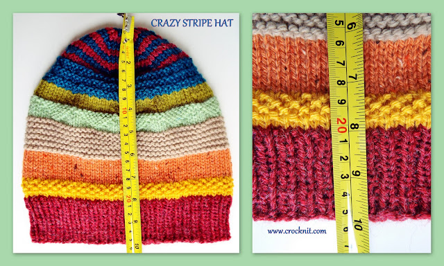 how to knit, free knit patterns, slouchy hats, crazy stripe hats,