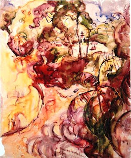 Lukisan Karya Affandi dengan Tema Sunshine in Campuan Lukisan Karya Affandi dengan Tema Sunshine in Campuan _ Medium: Paper _ Tahun Pembuatan: 1945 _ Dimensi Karya: cm x 75,5 cm x 95 cm _ Deskripsi: Foto karya berasal dari buku "Affandi Vol I,II,III", koleksi Perpustakaan IVAA.