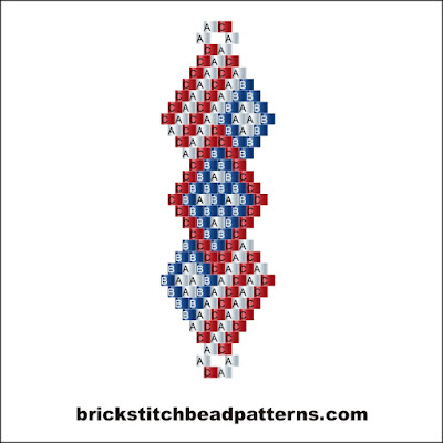 Free Intermediate brick stitch earring pattern labeled color chart.
