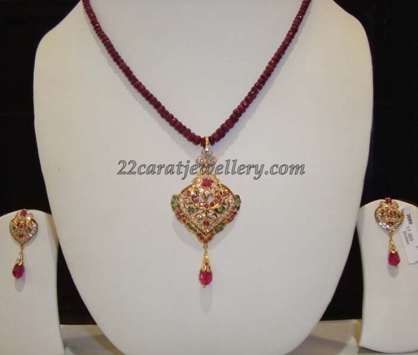 Ruby Beads Necklaces with Pearls Lockets Jewellery Designs