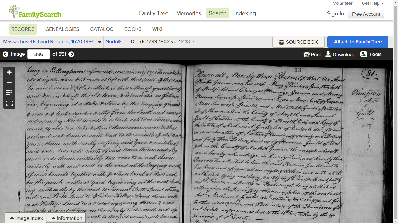 GeneaMusings Finding the 1800 Amos Plimpton et al Deed in