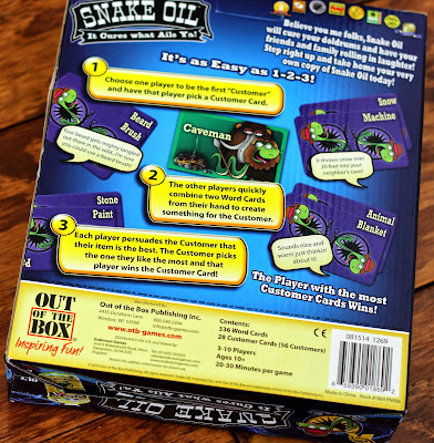 Snake Oil, Out of the Box Games Review, a fun game for the whole family and a great gift