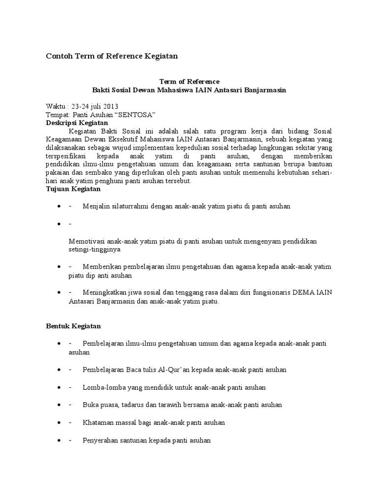 contoh term of reference wood scribd indo