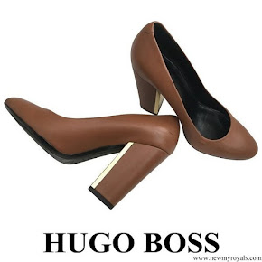 Queen Letizia wore Hugo Boss Camel Block Heel Pumps
