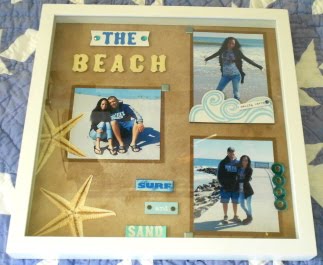 Beach Theme - Framed Scrapbooking Shadow Box Layout Idea Beach Theme - Framed Scrapbooking Shadow Box Layout Idea