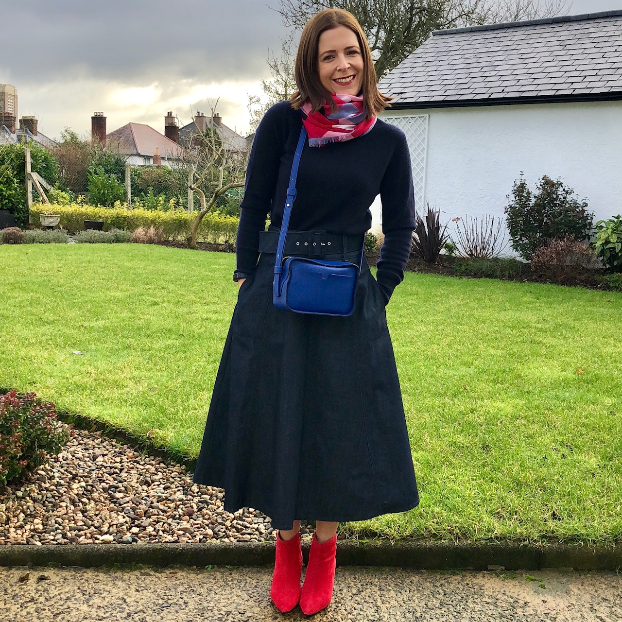 m&s denim midi dress