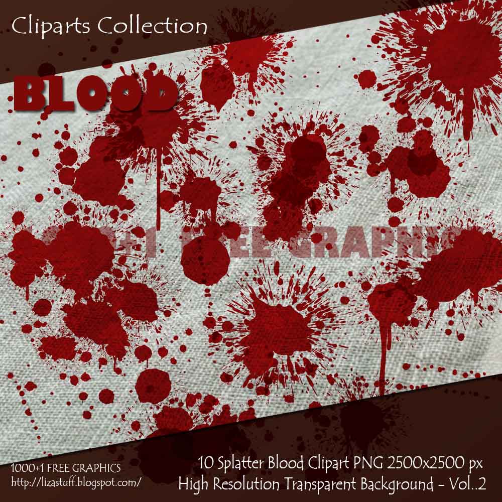 10 Splatter Blood Clipart PNG Vol. 2. | Στάλες στο γαλάζιο