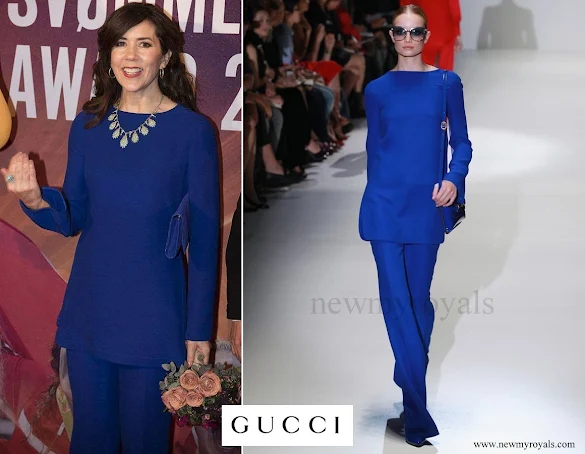Crown Princess Mary wore Gucci Electric Blue Pantsuit